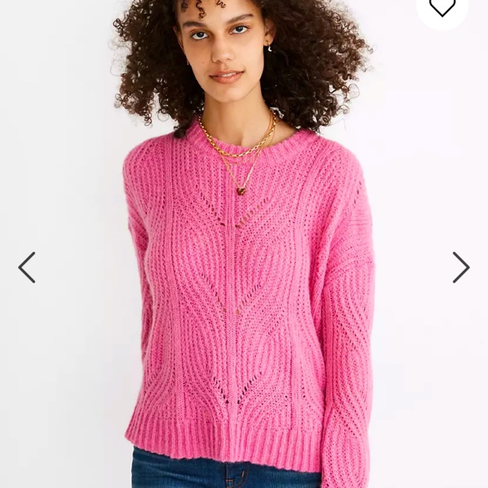 Madewell Pink Charley Cable Knit Pullover Sweater Cropped Size Medium